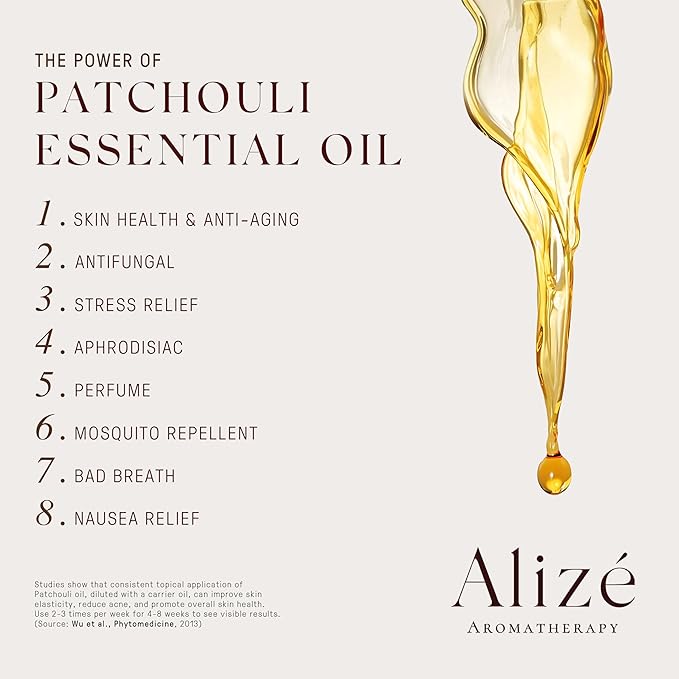 Organic Patchouli Essential Oil USDA Certified, 100% Natural & Pure, Patchouli Essential Oil for Skin-Body, Perfume, Diffuser, Soap Making, Candle, Laundry 10ml-0.33 fl oz