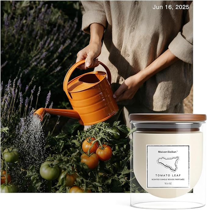 Tomato Leaf Candle 10.6 oz | Earthy Fresh Tomato Leaf Scent | Lidded Glass Jar | Premium Soy Wax + Luxury Fragrance Oil | Fresh Green Garden Ambiance & Thoughtful Gifting