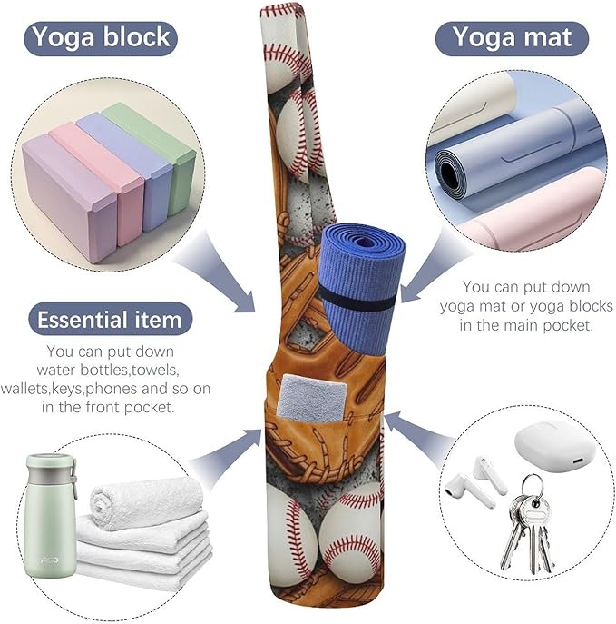 Aiyoolee Fashion Yoga Mat Bag with Large Pocket, Long Tote Yoga Bag Fit Most Mats Accessories