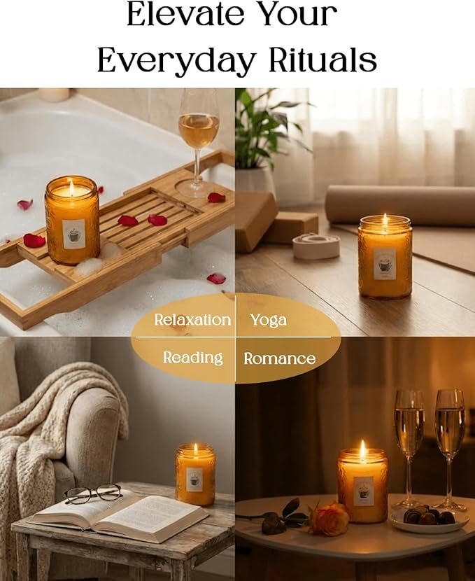 Organic Daisy Cedar Scented Candle - Non Toxic Soy Wax, Large, Aromatherapy Stress Relief, Meditation, Luxurt Room Decor, Christmas Holiday Gifts for Women Men, Long Lasting with 70H Burn Time (14oz)