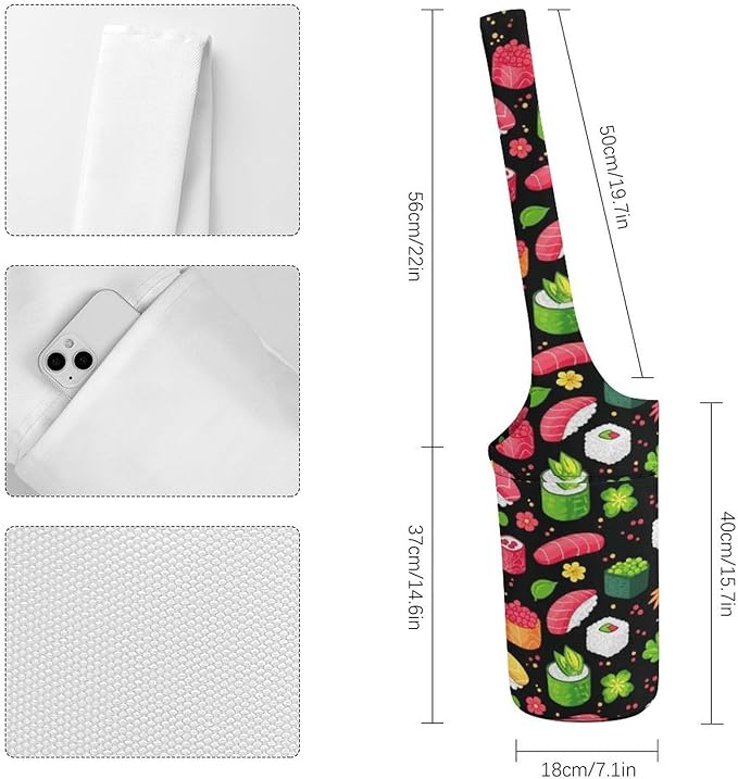 Aiyoolee Fashion Yoga Mat Bag with Large Pocket, Long Tote Yoga Bag Fit Most Mats Accessories