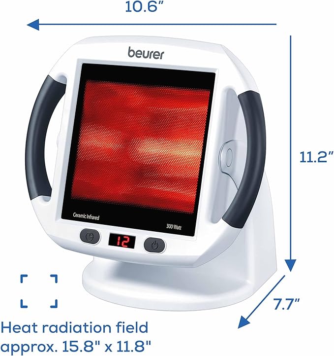Beurer IL50 Infrared Heat Lamp Heated Red Light Therapy Lamp for Body, Face, Sinuses, & Skin - Effective Muscle Pain & Cold Relief Treatment by Improving Blood Circulation