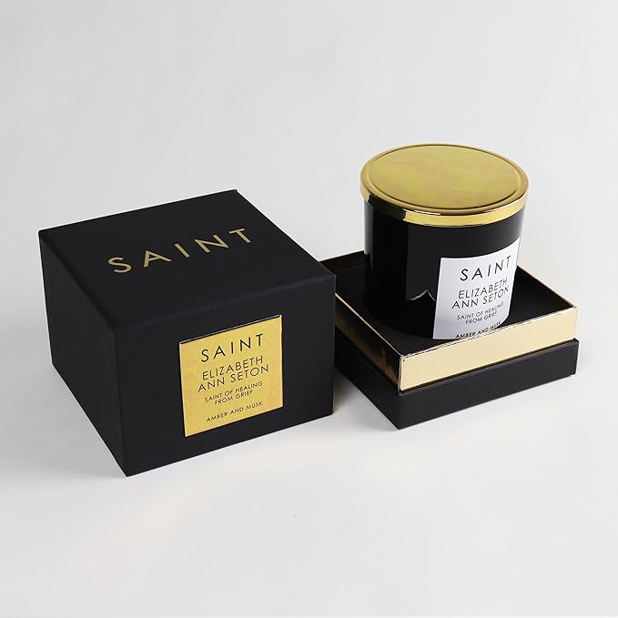 SAINT Elizabeth Ann Seton Scented Candle with Prayer and Prayer Coin, Saint of Healing and Grief, Soy Coconut Aromatherapy Candle with 50 Hour Burn Time