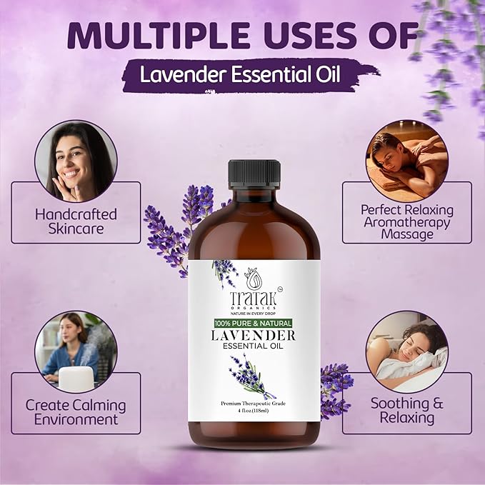 Lavender Essential Oil - Huge 4 Fl Oz - 100% Pure and Natural Lavender Oil - Premium Grade Essential Oils for Diffuser, Aromatherapy, Soap and Candle Making