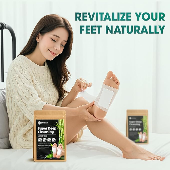 Lavitali, Bamboo Vinegar Foot Pads | 30 Pieces | Odor Control, Relaxation, Keep Warm for Soles | Breathable, Daily Natural Herbal Pads