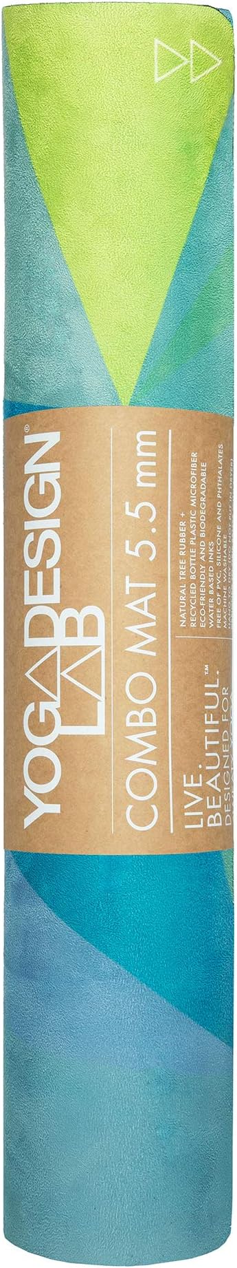YOGA DESIGN LAB | The Combo Yoga Mat | 2-in-1 Mat+Towel | Eco Luxury | Ideal for Hot Yoga, Power, Bikram, Ashtanga, Sweat | Studio Quality | Includes Carrying Strap!