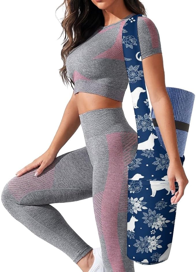 Meaudiwes Stylish Yoga Mat Bag for Women Exercise Mat Holder with Shoulder Strap Yoga Mats Totes Sports Storage Bag