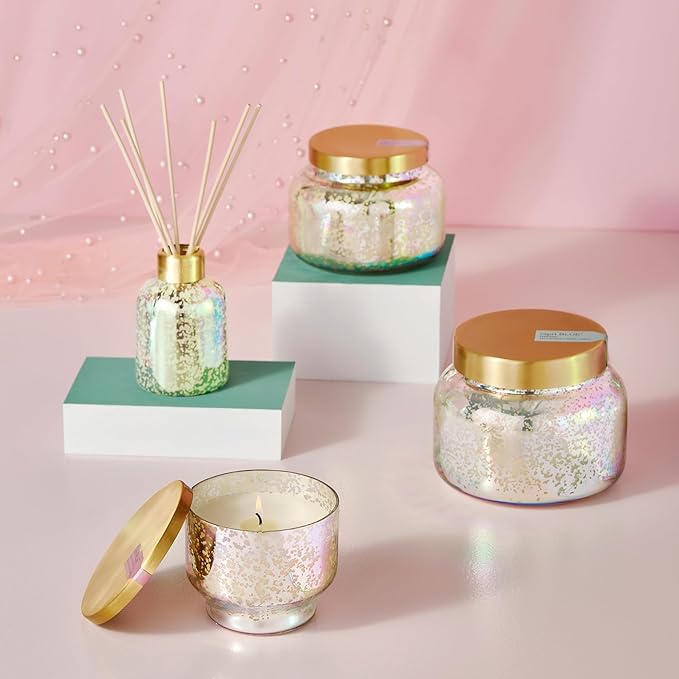 Capri Blue Reed Diffuser - Reed Diffuser Set Includes Scented Oil, Sticks, and Mercury Iridescent Glass Bottle - Home Decor Room Fresheners - Coconut Santal (5.7 fl oz)