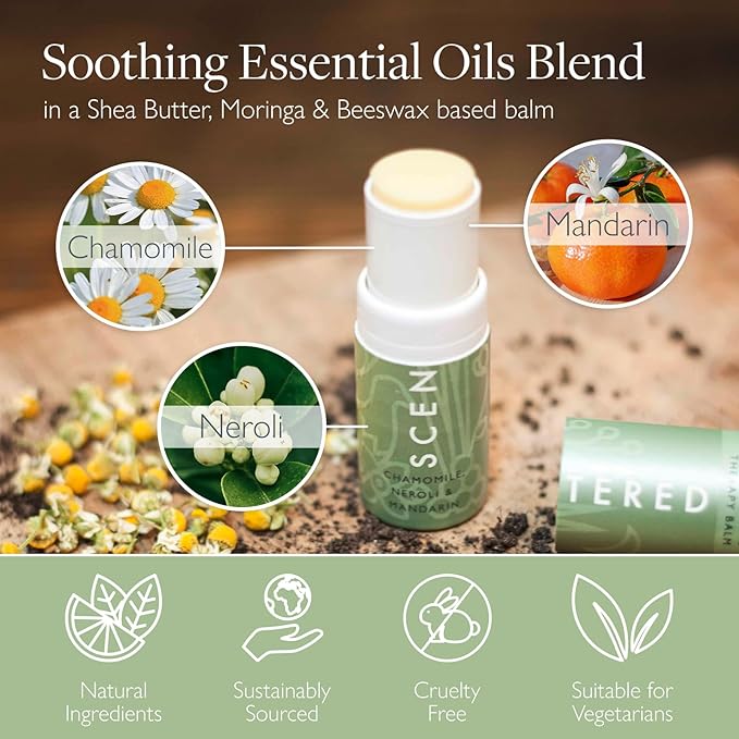 Scentered De-Stress Aromatherapy Essential Oils Balm Christmas Stocking Gift - for Calming Relaxation & Relief - Chamomile, Cedarwood, Rosemary - Self-Care Stocking Stuffers for Women