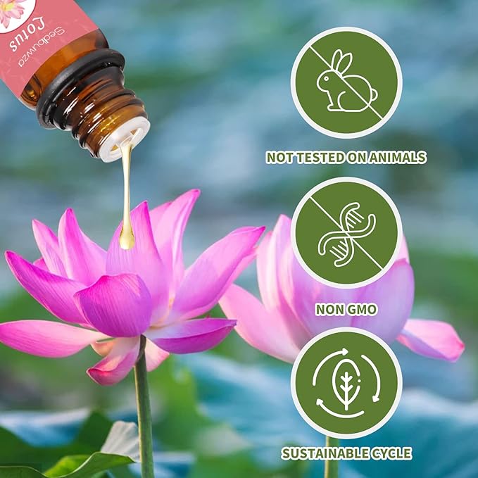 Sedbuwza Peony Lotus Essential Oil Set, Peony Fragrance Oil Lotus Scent Oil Set for Diffuser, Aromatherapy, Massage, Soap, Candle Making 2 x 10 ml