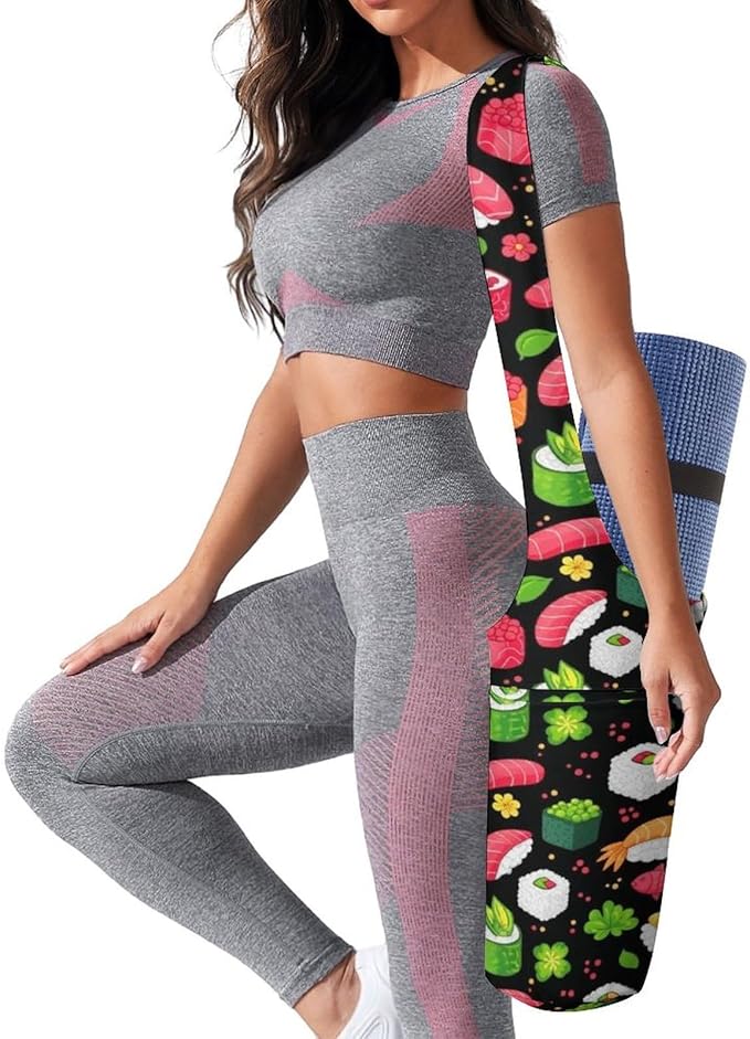 Aiyoolee Fashion Yoga Mat Bag with Large Pocket, Long Tote Yoga Bag Fit Most Mats Accessories