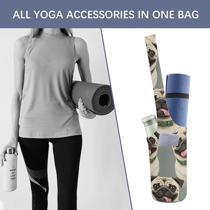 Aiyoolee Yoga Mat Bags, Large Tote Yoga Mat Carrier Holder with Water Bottle Pocket, Adjustable Shoulder Strap Storage Bag