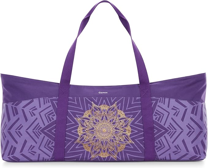 Gonex Yoga Mat Bag, Extra Large Canvas Gym Bag with Waterproof Pocket Metal Zipper, Fits Mat & Blocks, Stylish Yoga Mat Carrier for Women, Ideal for Yoga, Pilates, Workout, Travel