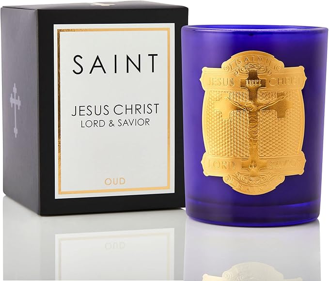 SAINT Lord Savior Jesus Christ Scented Candle with Prayer and Prayer Coin, Soy Coconut Aromatherapy Candle with 80 Hour Burn Time, Special Edition