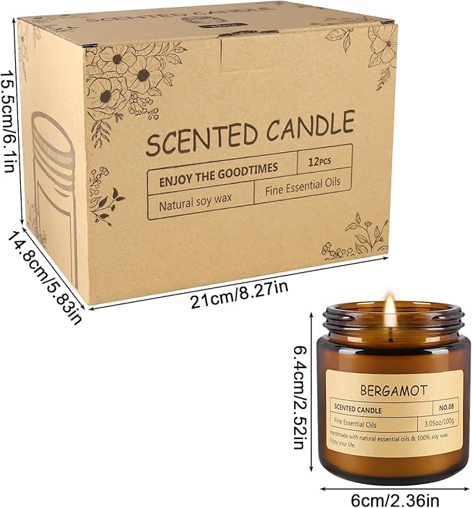 12Pack Scented Candle Set - Aromatherapy Candle Gift Set – Long Lasting Jar Candles for Men| Women, Ideal for Birthdays, Mother's Day Thanksgiving Gifts
