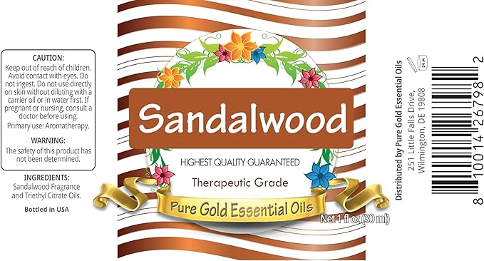 Pure Gold Essential Oils Pure Gold Sandalwood Essential Oil 30ml (1 fl oz)