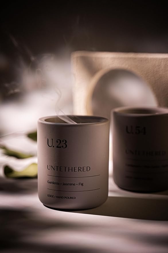 U.23 Luxury Scented Candle – Gardenia, Jasmine & Fig | Hand-Poured in USA with 100% Natural Coconut & Apricot Wax | Double Wick, Long-Lasting Aromatherapy Candle for Home, Gift & Relaxation (12.5 oz)
