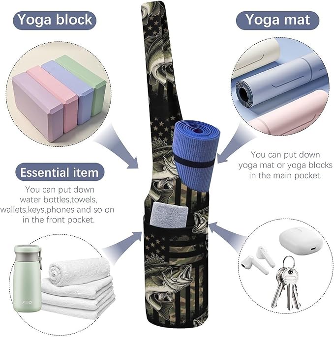 Aiyoolee Yoga Mat Carrier Portable Single Shoulder Strap Bag with Pocket for Gym Yoga Workout Travel
