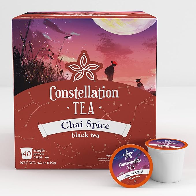 Constellation Tea Spiced Chai Black Tea Pods Compatible with K Cup Brewers Including 2.0, 40 Count