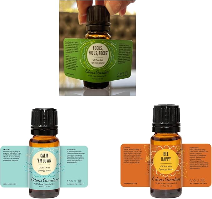 Edens Garden OK For Kids Essential Oil 3 Set – 100% Pure Therapeutic Grade, Undiluted Aromatherapy Scents For Slime Making, Diffusers & Humidifiers – No Fragrance Oils, Gentle & Natural, 10 ml/ 3 Pack