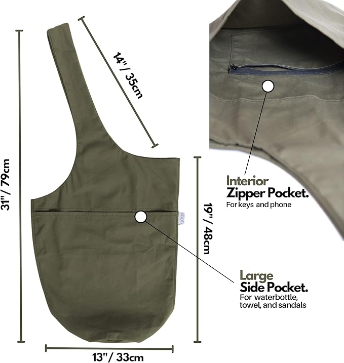Yogiii Yoga Mat Bag | The ORIGINAL YogiiiTote Yoga Bag | Sling Mat Tote w/Large Side Pocket & Zipper Pocket | Yoga Mat Carrier Fits Most Size Mats