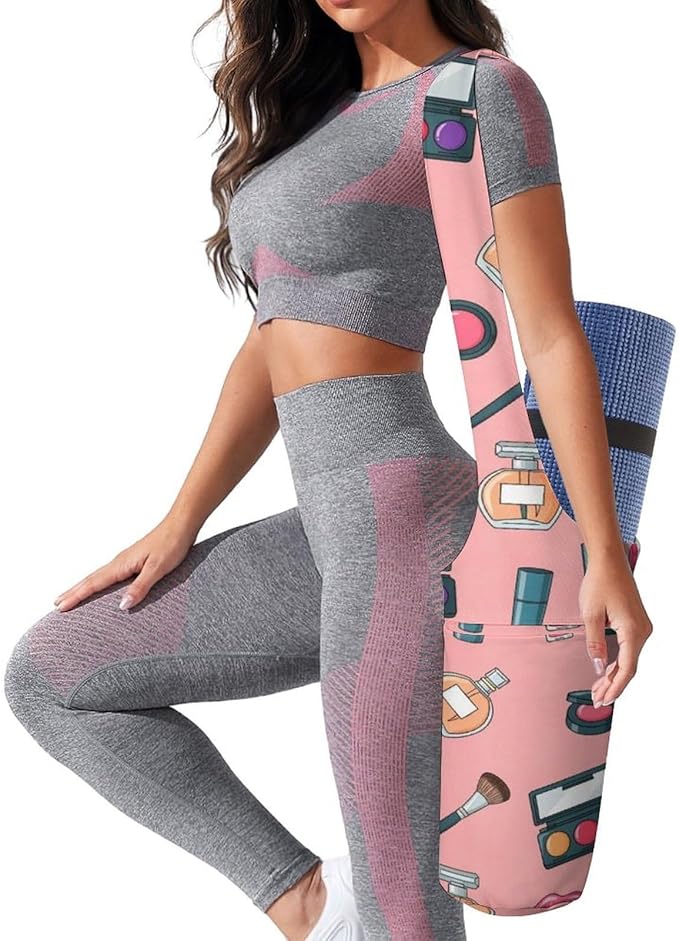 Meaudiwes Yoga Mat Bag for Women, Stylish Yoga Mat Tote Sling Carrier Bag, Long Strap Exercise Mats Totes Sport Storage Bag