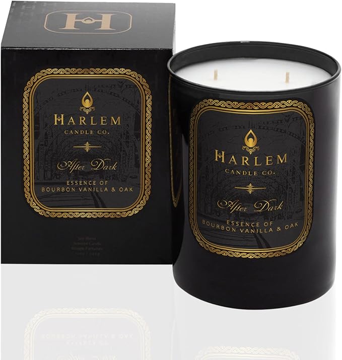 HARLEM CANDLE CO. After Dark - Luxury Scented Soy Candle, 11 oz - 80-Hour Burn Time | Bergamot, Saffron, Bourbon Vanilla, Oak | Scented Candles for Home