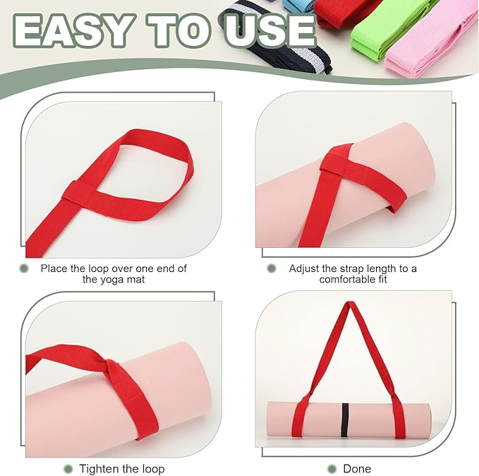 YELARXI Yoga Mat Straps for Carrying, Adjustable Exercise Mat Sling Holder Multi Purpose Mats Carrier