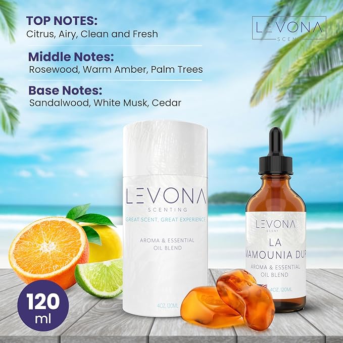 Levona Scent Essential Oils - Scents for Home, Hotel & Office Use - Perfect for Home Diffuser & Humidifiers - Aroma Fragrance Oil, Ideal for Massage, Relaxation, and Spa - La Mamounia Dup, 120ml