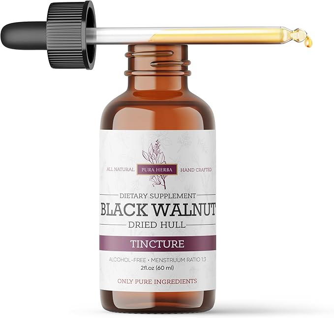 Black Walnut Hull Tincture – Natural Detox & Digestive Cleanse – Organic Black Walnut Extract Drops – Alcohol-Free, Sugar-Free, Vegan Herbal Supplement for Gut & Immune Support