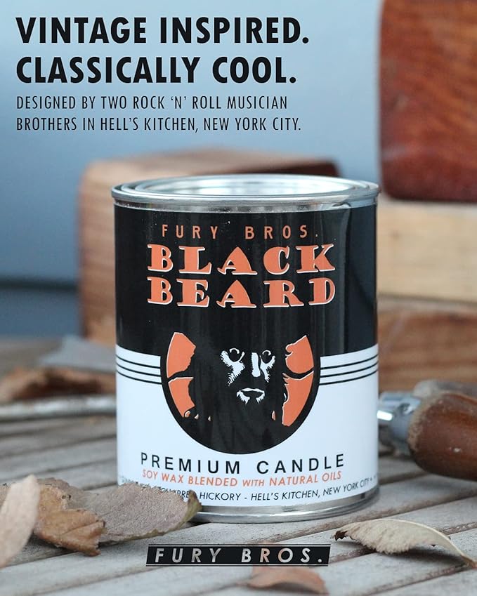 Long-Burning, One-Pint Premium Candles for Men | Vintage Inspired Oil Can Design | Lexington - Kentucky Bourbon & Oak | Soy Wax, Vegan Friendly, Made in The USA | Fury Bros. | Classically Cool