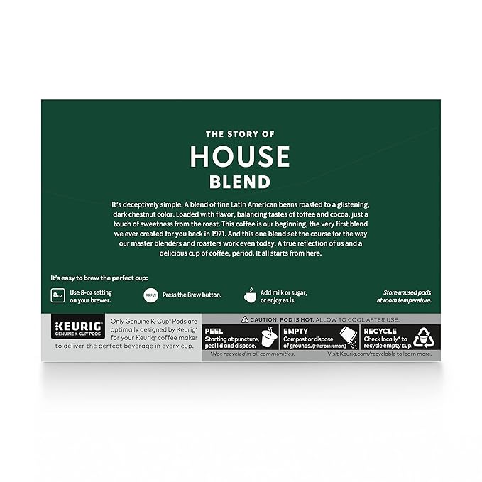 Starbucks K-Cup Coffee Pods, Medium Roast Coffee, House Blend for Keurig Brewers, 100% Arabica, 6 boxes (60 pods total)