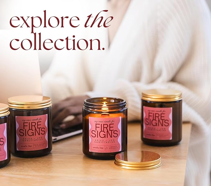 Pisces, Cancer, Scorpio Gifts for Women - Wood Wick Candles, 4 Pack Small Scented Candles Set for Women. 6oz Natural Soy Wax, Aromatherapy Set for Home. Zodiac Astrology Birthday Spiritual Gifts