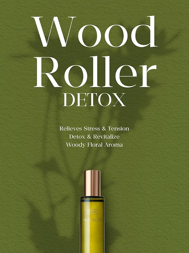 Wood Essential Oil Roller, Essential Oils for Anxiety & Stress Relief, Detox; Therapeutic Grade Aromatherapy Blend with Lavender + Sandalwood + Bergamot + Sweet Orange Oil, Woody Floral Aroma
