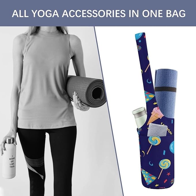 Meaudiwes Large Yoga Mat Bag with Long Strap for Women Yoga Accessories Sports Storage Bags Exercise Mats Tote Sling Carrier Bag
