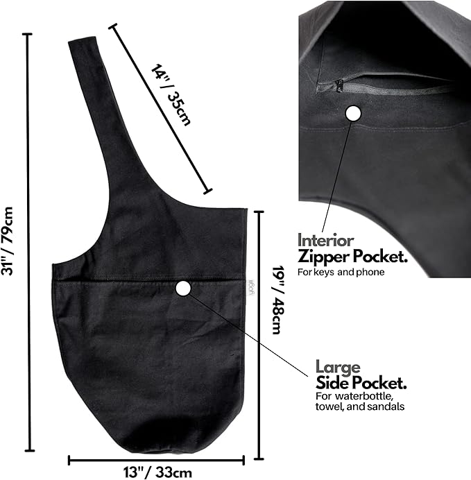 Yogiii Yoga Mat Bag | The ORIGINAL YogiiiTote Yoga Bag | Sling Mat Tote w/Large Side Pocket & Zipper Pocket | Yoga Mat Carrier Fits Most Size Mats