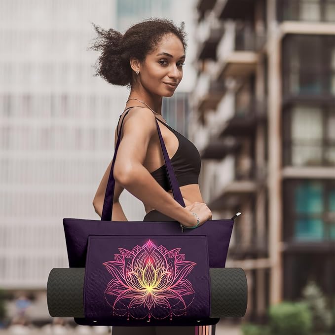 Adalore Women's Yoga Bag with Yoga Mat Carrier - Large Mat Pocket Fitness Tote for Pilates, Gym, Travel, Office & Beach