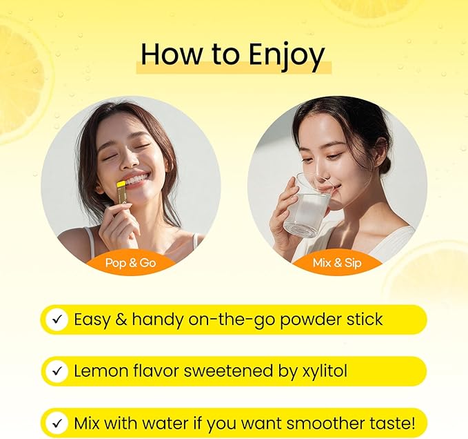 Vita Pop Korean Vitamin C Powder 2,000mg High Dose, Zero Sugar with Vitamin D & Biotin, Lemon Vitamin C Supplements Drink Packets for Immune System & Antioxidant Support, Non-GMO,100 Packets