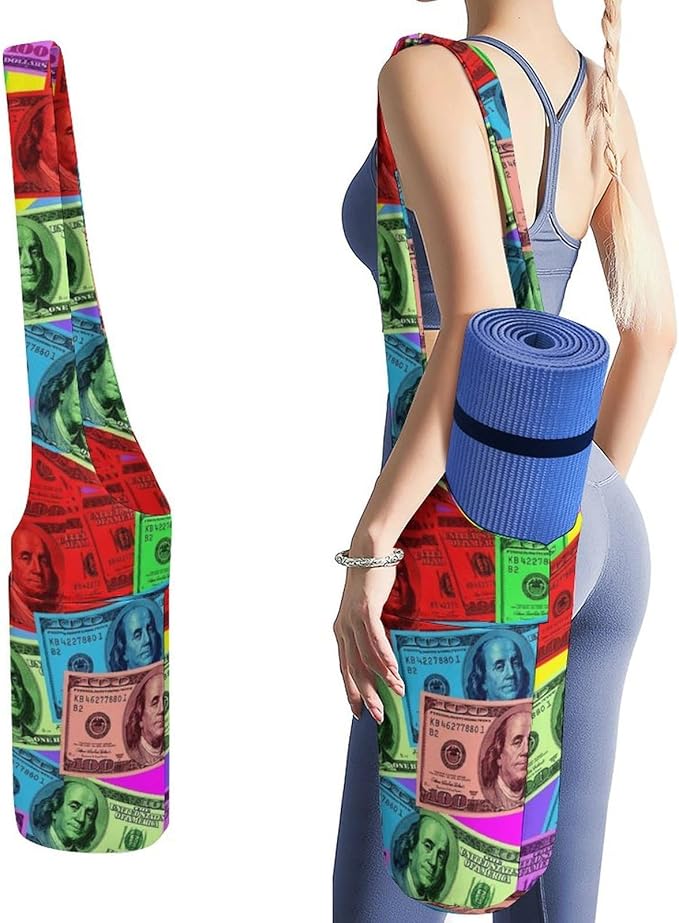 Aiyoolee Single Shoulder Yoga Mat Carrier Bag Portable Spacious with Pocket for Yoga Gym Fitness Travel