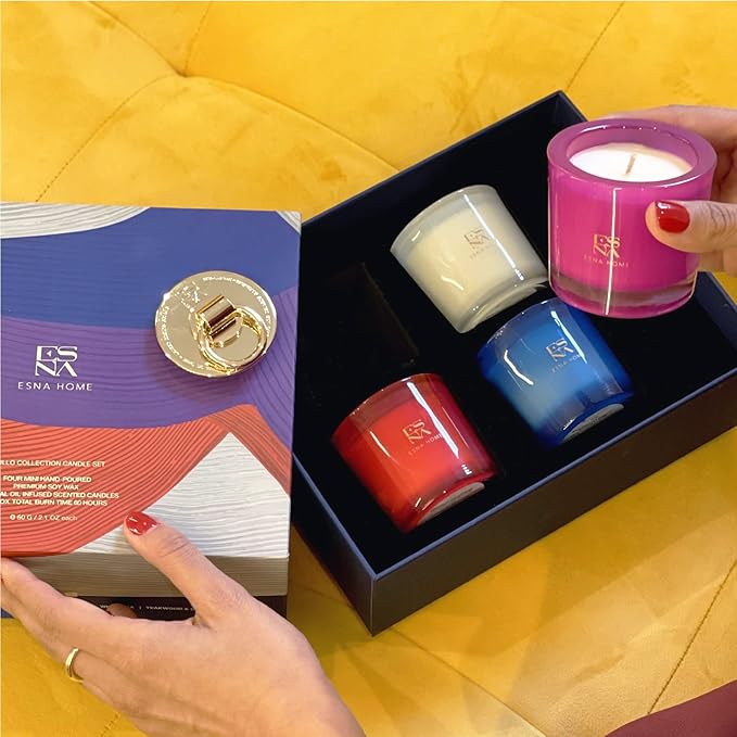 Luxury Scented Candle Set 4 All Natural Soy Aromatherapy Candle Gift Set Votive Candle Gift Set for Women Self Care Stress Relief Gifts for Her Luxury Christmas Gifts for Women Candles for Home 60 hrs