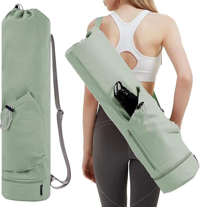 sportsnew Yoga Mat Bag with Water Bottle Pocket and Bottom Wet Pocket, Exercise Yoga Mat Carrier Multi-Functional Storage Bag, Patent pending