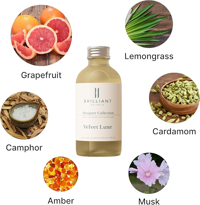 Brilliant Scents Diffuser Oil Refill, Inspired by Dubai/Mercedès Benz Designer Collection Aroma Scents, Essential Oils Set for Home, Fragrance Oil for Candle Making, Hotel, 50ML, Velvet Luxe