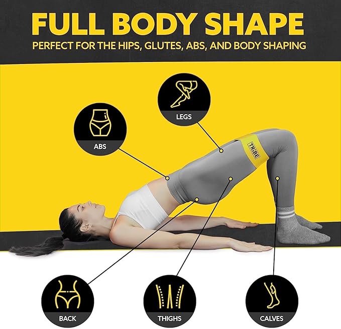 Tribe Lifting Fabric Resistance Bands for Glutes & Legs | 5 Fabric Workout Bands Set | Thick Booty Bands for Squats, Lunges, Hip Training, Physical Therapy & Home Workouts