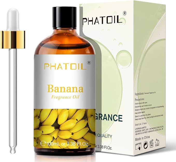 PHATOIL 3.38FL.OZ Banana Fragrance Oils for Aromatherapy, Essential Oils for Diffusers for Home, Perfect for Diffuser, Yoga, Skin Care, DIY Candle and Soap Making - 100ml