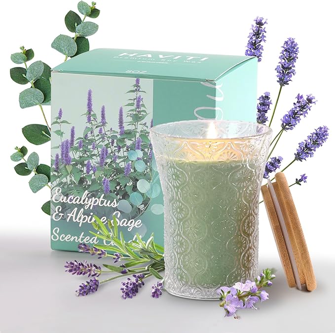Eucalyptus & Alpine Sage Scented Candle, Galentines Valentines Mother's Day Soy Jar Candles Gift for Men Women,8 OZ Aromatherapy Candles for Home Decor