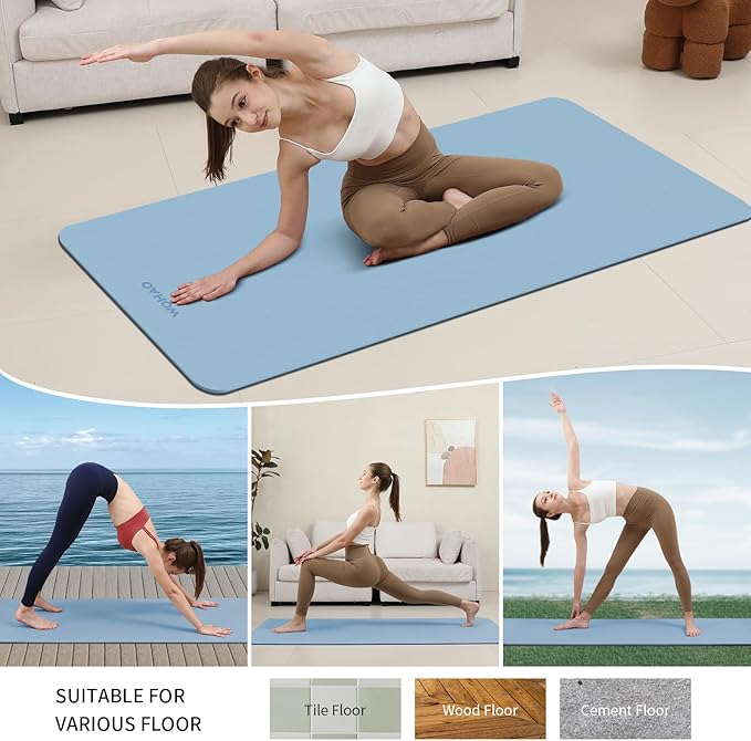 WOHAO Extra Thick 8mm Yoga Mat, 72"x28" Non Slip Exercise Mat, Reversible 2-Sided Dual Color Premium POE Material, with Carrying Strap for Yoga, Pilates, Home Gym
