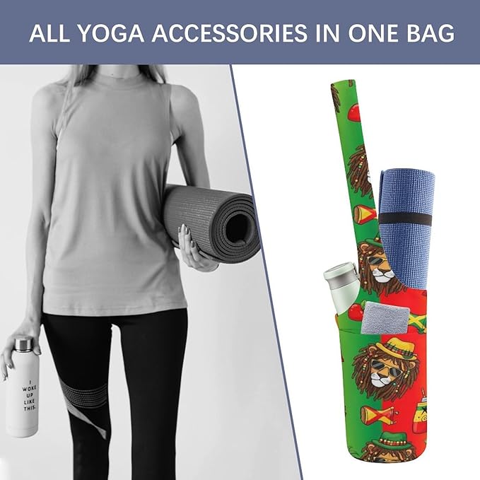 Aiyoolee Spacious Yoga Mat Storage Bag Single Shoulder Portable Carrier with Pocket for Gym Yoga Fitness