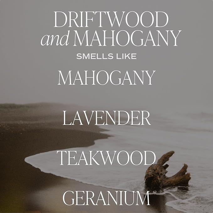 Sweet Water Decor Driftwood & Mahogany Candle, Large 15oz Jar, Non-Toxic Soy Wax Blend Scented with Lavender, Teakwood & Geranium, Woodsy Candle, Long-Lasting 70+ Hour Burn