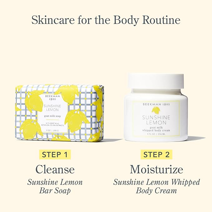 Beekman 1802 Whipped Body Cream – Moisturizes & Softens Skin with Goat Milk, Mango Seed Butter & Vitamin E – 8 oz – Sunshine Lemon