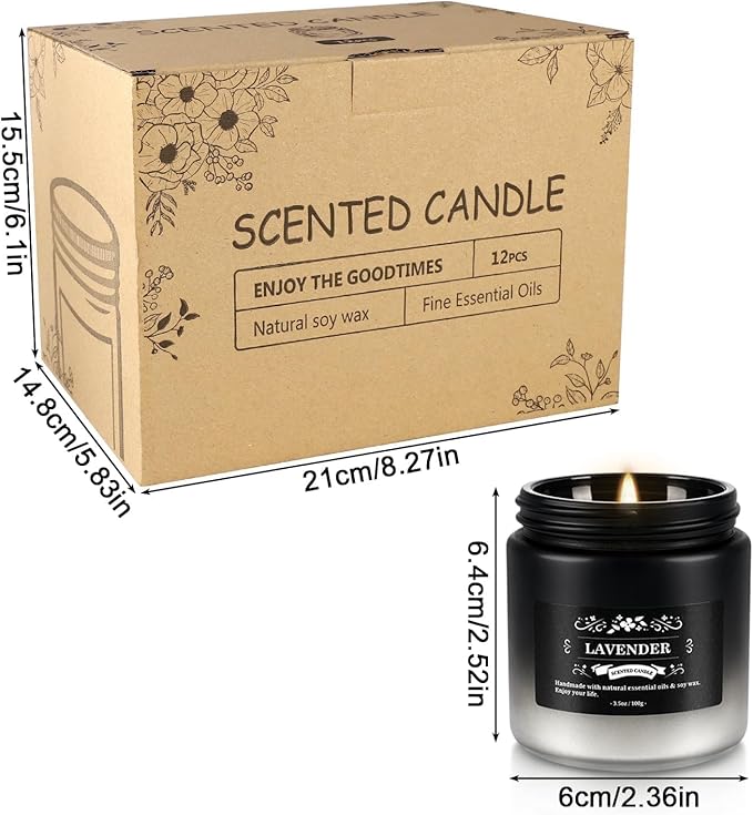 12 Pack Men's Scented Candles in Jar - 3.5oz Each, 150+ Hours Long Lasting, Soy Blend Wax Aromatherapy Candle Gifts Set for Men, Birthday, Valentine, Anniversary, Christmas